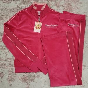 Juicy Couture Velour Vixen Pink / Flamingo Track Set - M